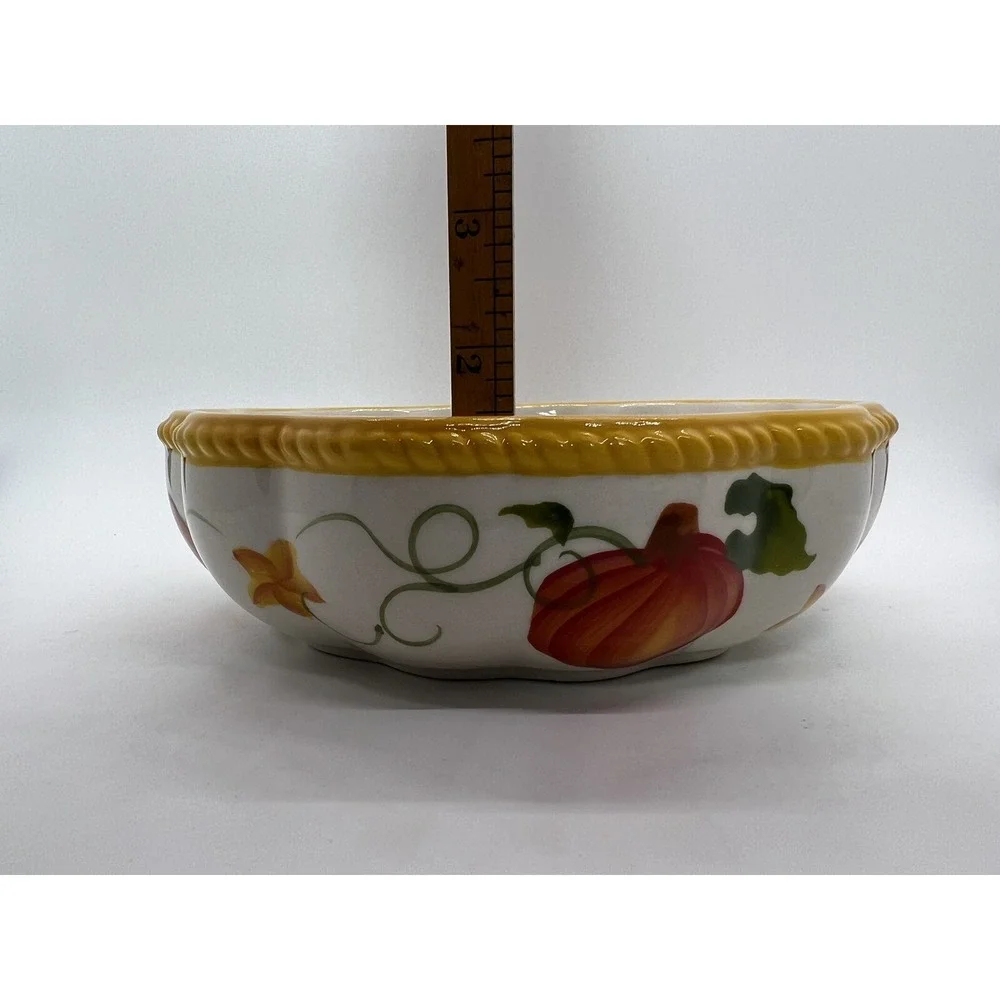 Temptations Old World Fall Harvest‎ Pumpkin Patch 2 Bakeware Covered Dishes 16oz